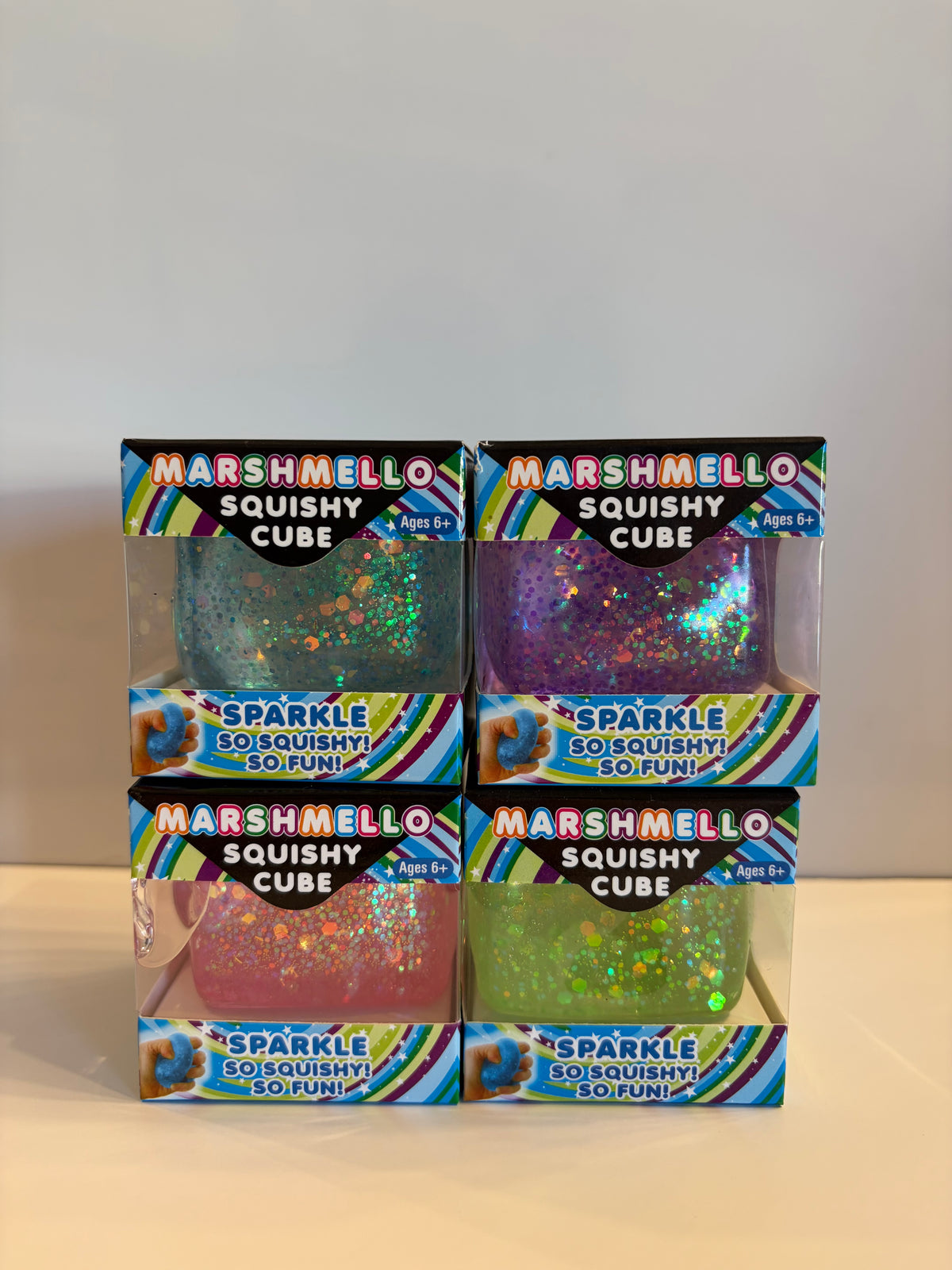 Marshmello Sparkle Squishy Cube