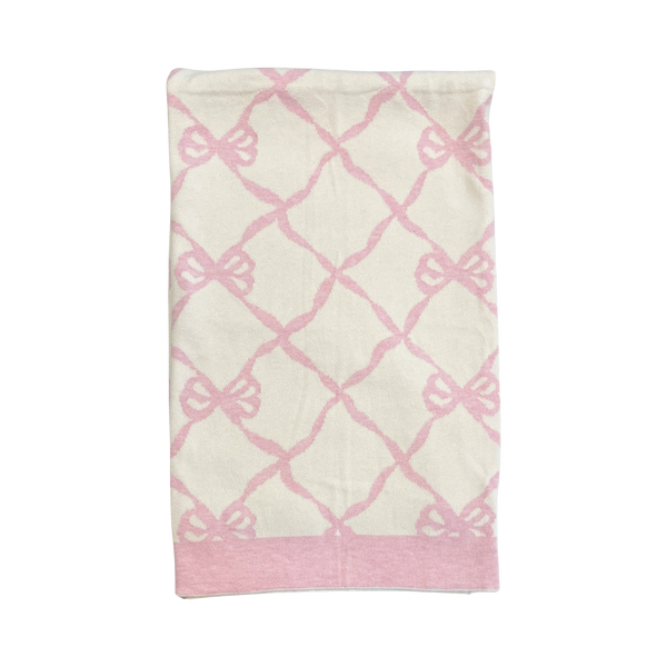 Ellis Bow Blanket -Bermuda Pink and White