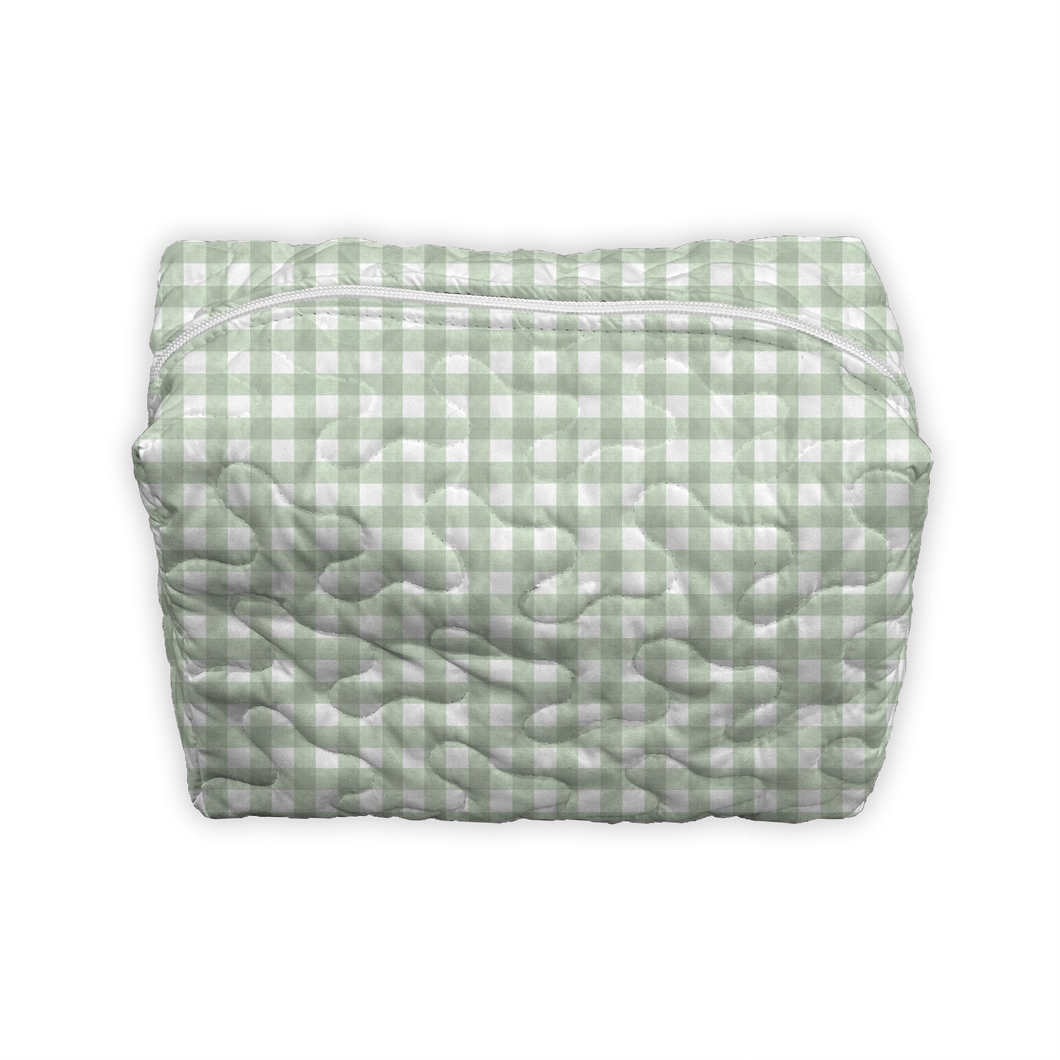 Anthia Gingham Sage Large Makeup Bag