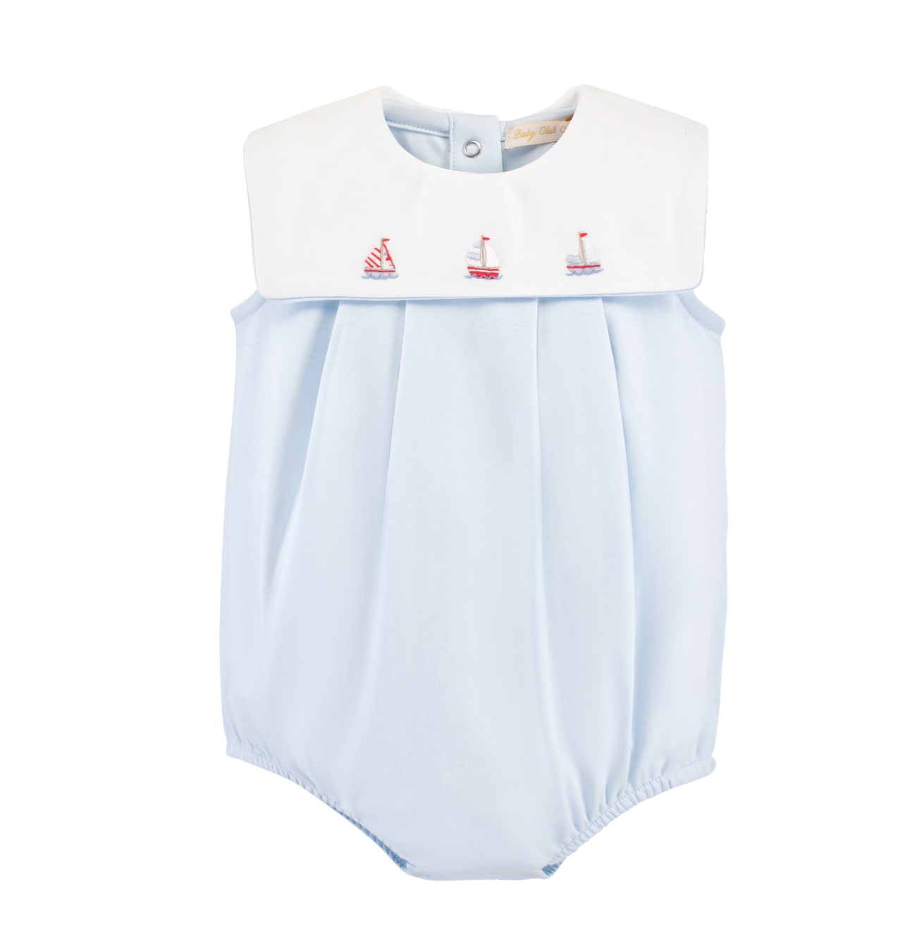 Blue bubble with sailboat embroidery