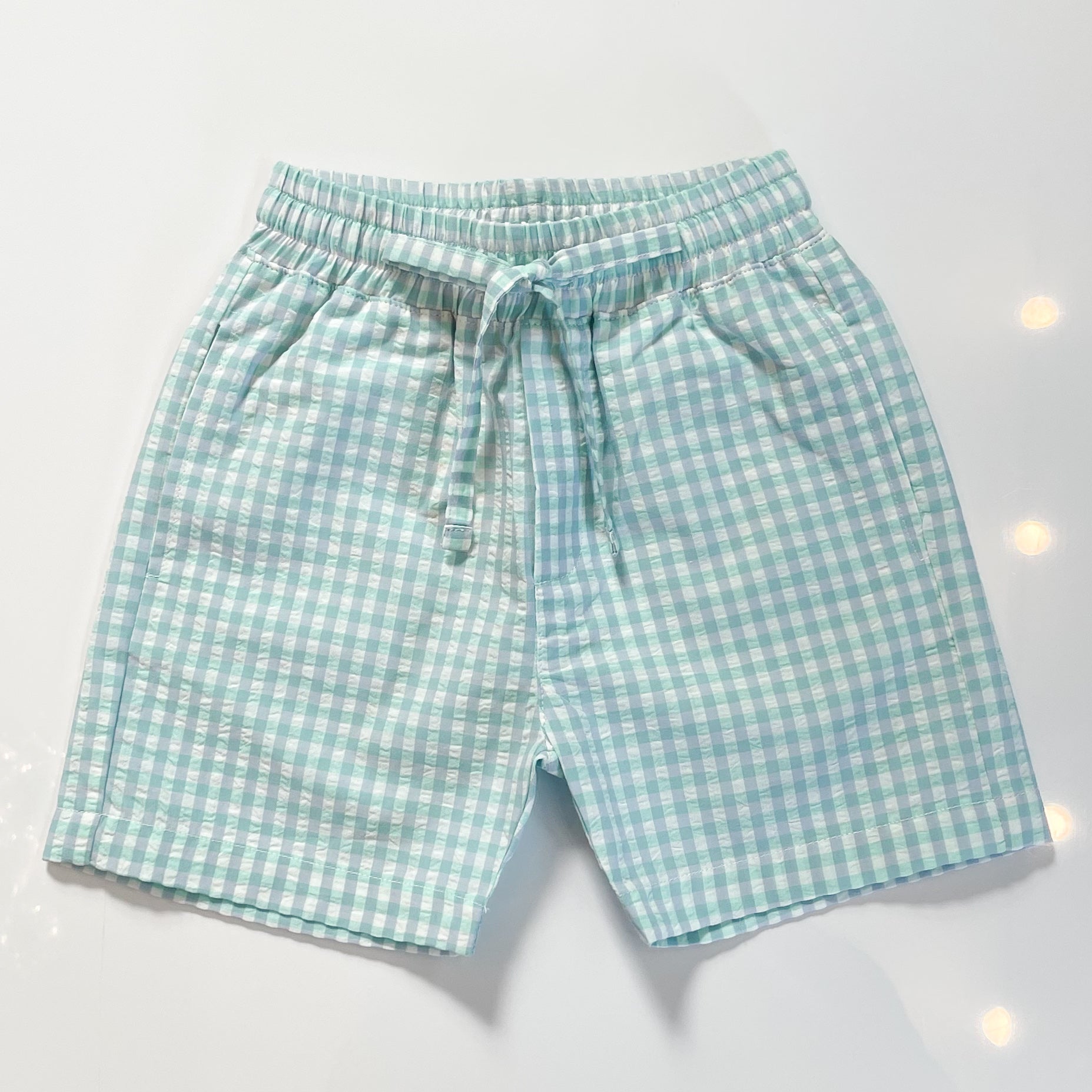Aqua and Blue Seersucker shorts