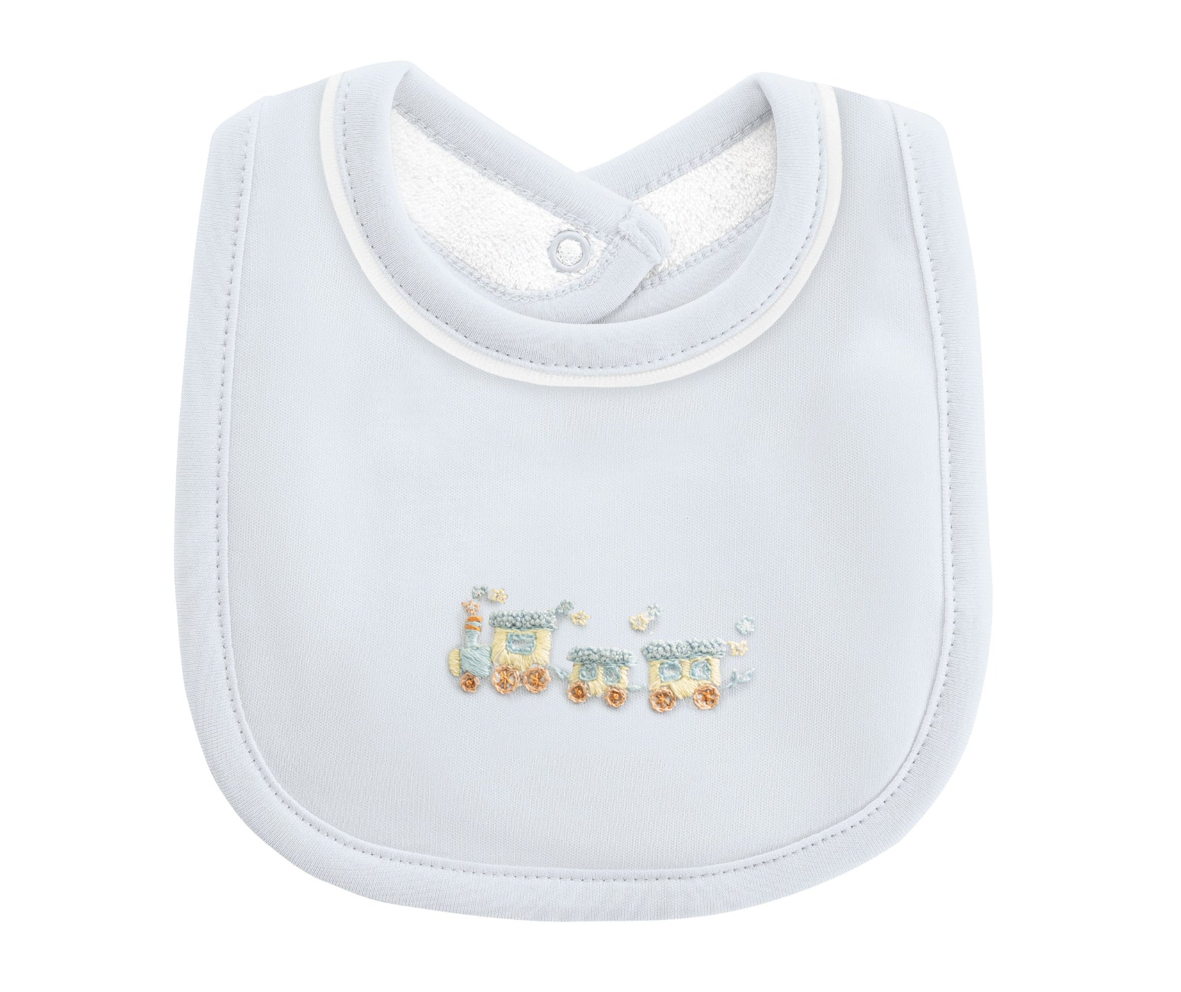 Train Blue Bib with Piping