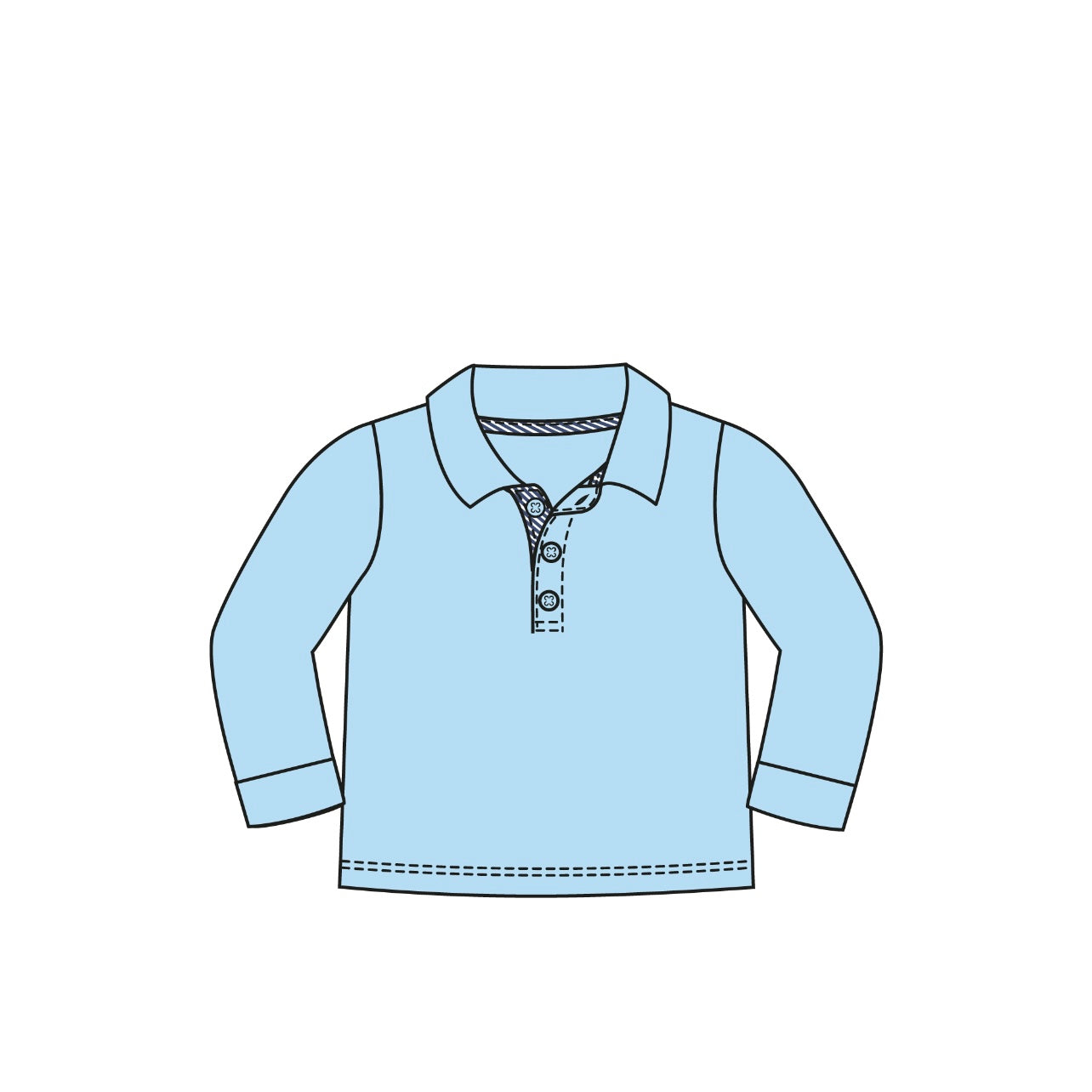 Solid Light Blue Long Sleeve Collard Tee