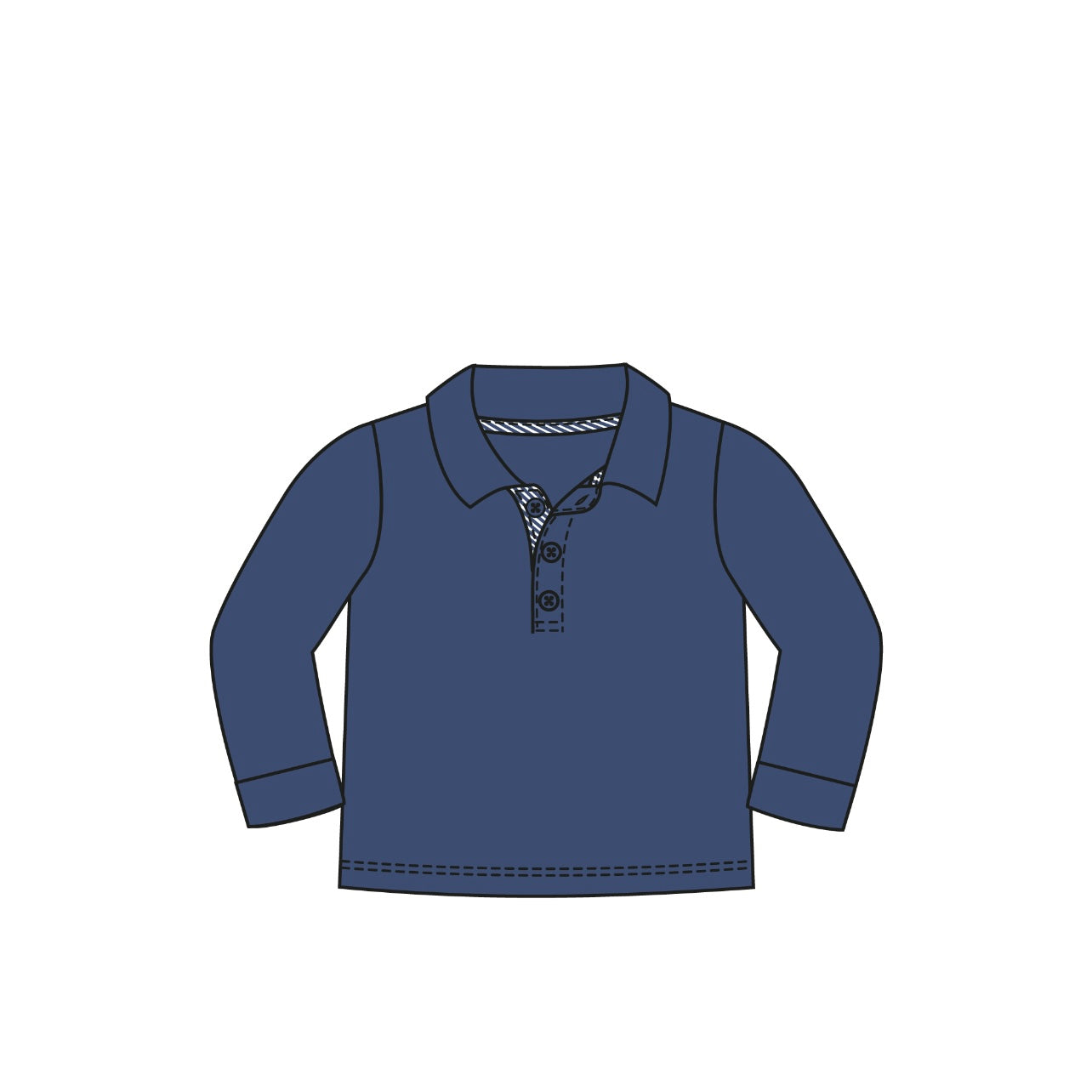 Solid Navy Long Sleeve Collard Tee