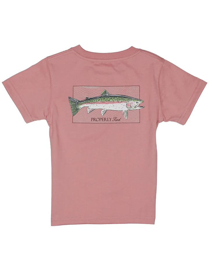 Boys Rainbow Trout Short Sleeve- Salmon