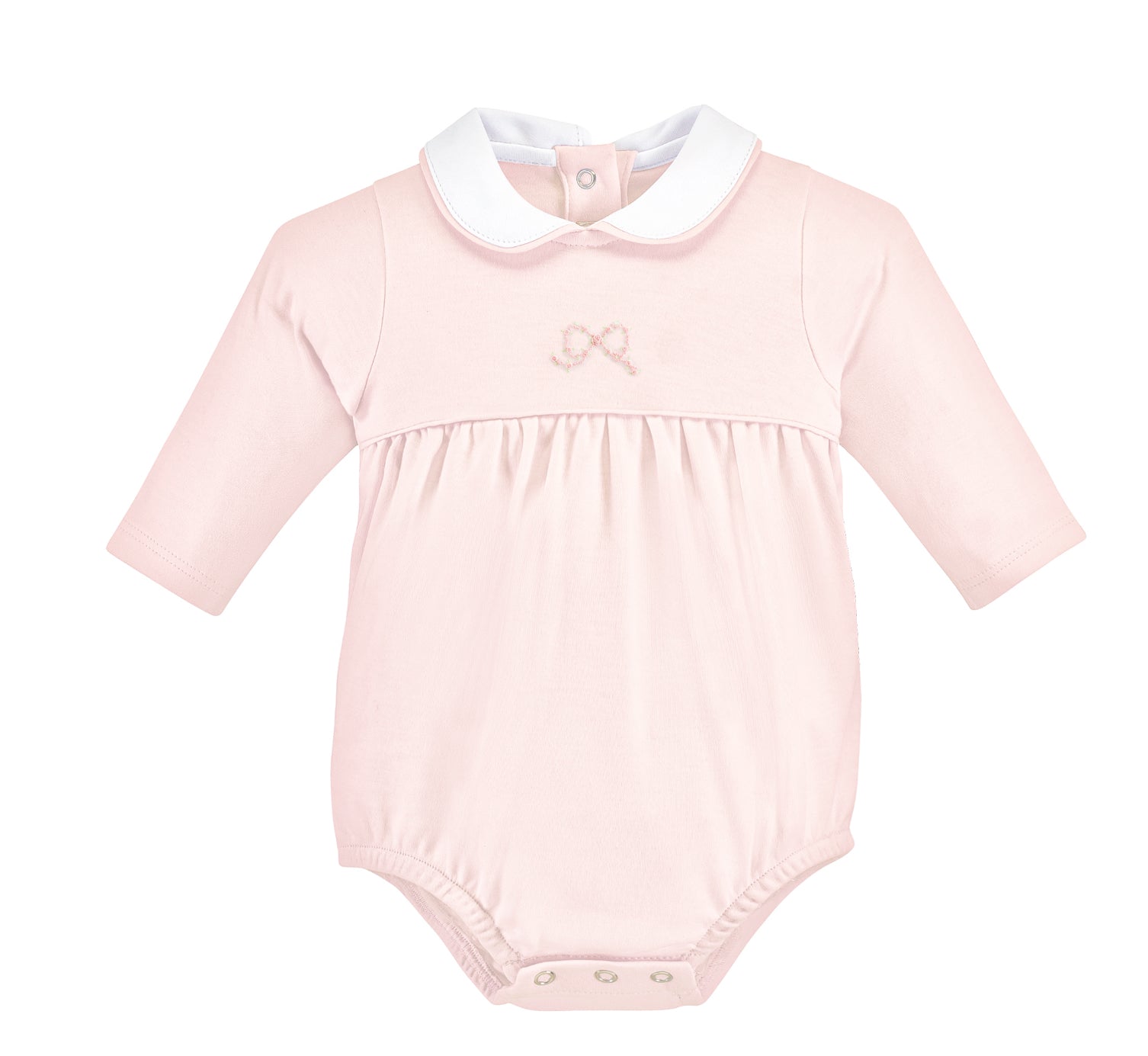 Pretty Bows Long Sleeve Bubble with Collar - Pink