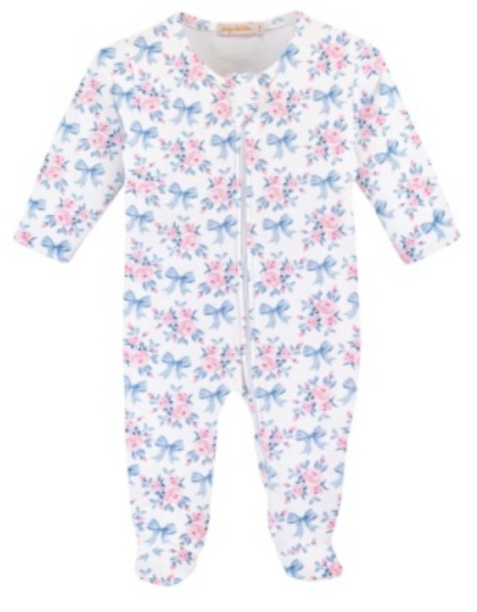 Blue Floral Bows Zip Up Fottie