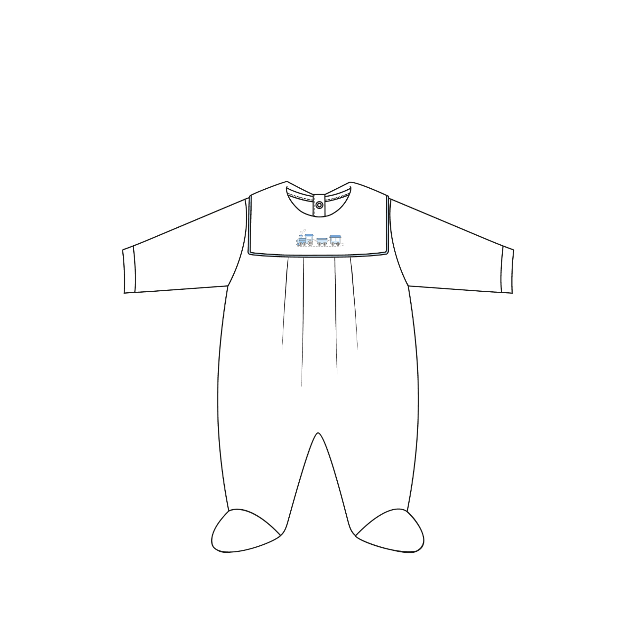 Baby Train Collard Footie in White