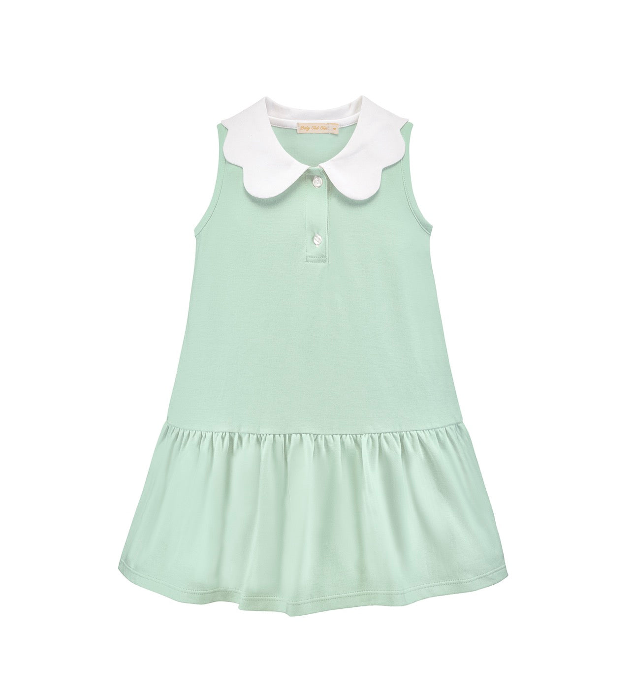 Aqua Solid Dress with Scalloped Collar