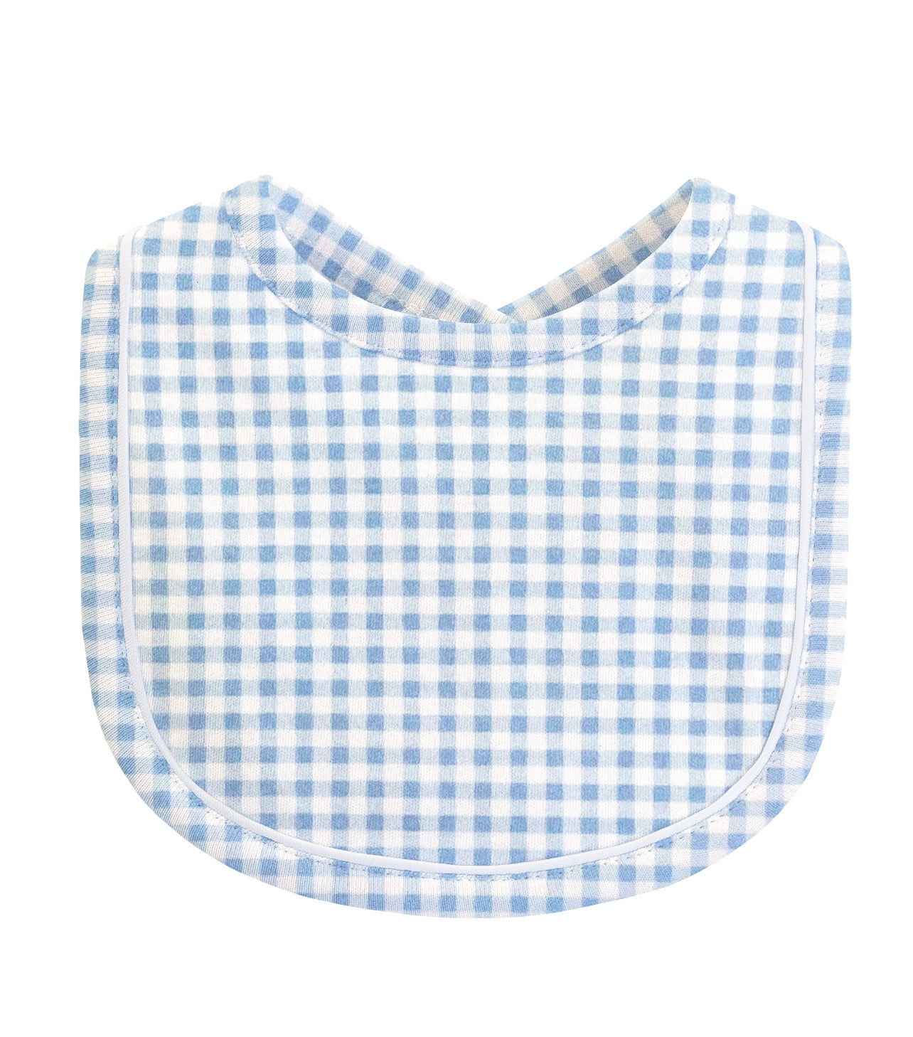 Light Blue Mini Check Bib with Piping