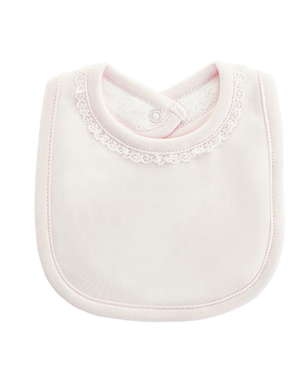 Pink Bib with Lace Trim