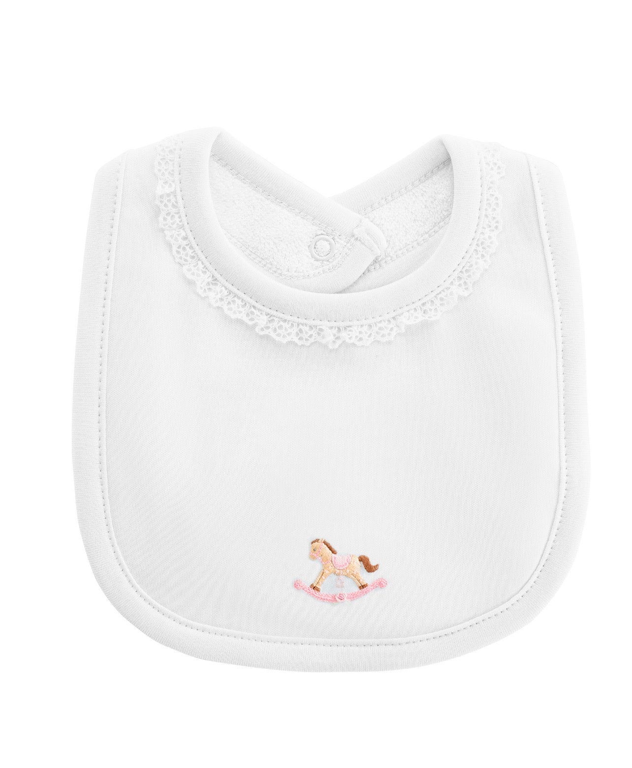 Cute Rocking Horse in White with Lace Trim