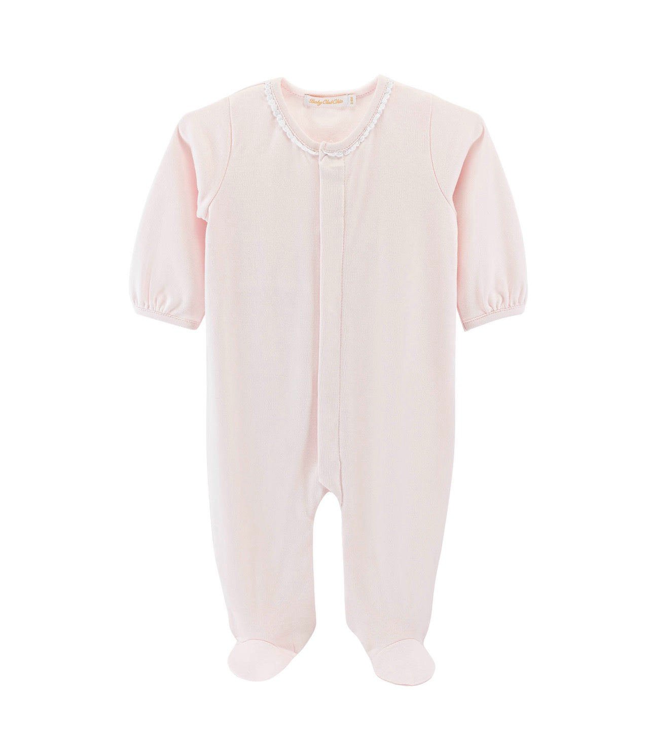 Light Pink Footie with Lace Trim