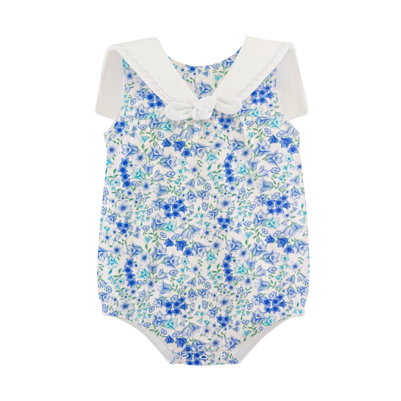 Blue Bell Flower Bubble with Sailor Collar