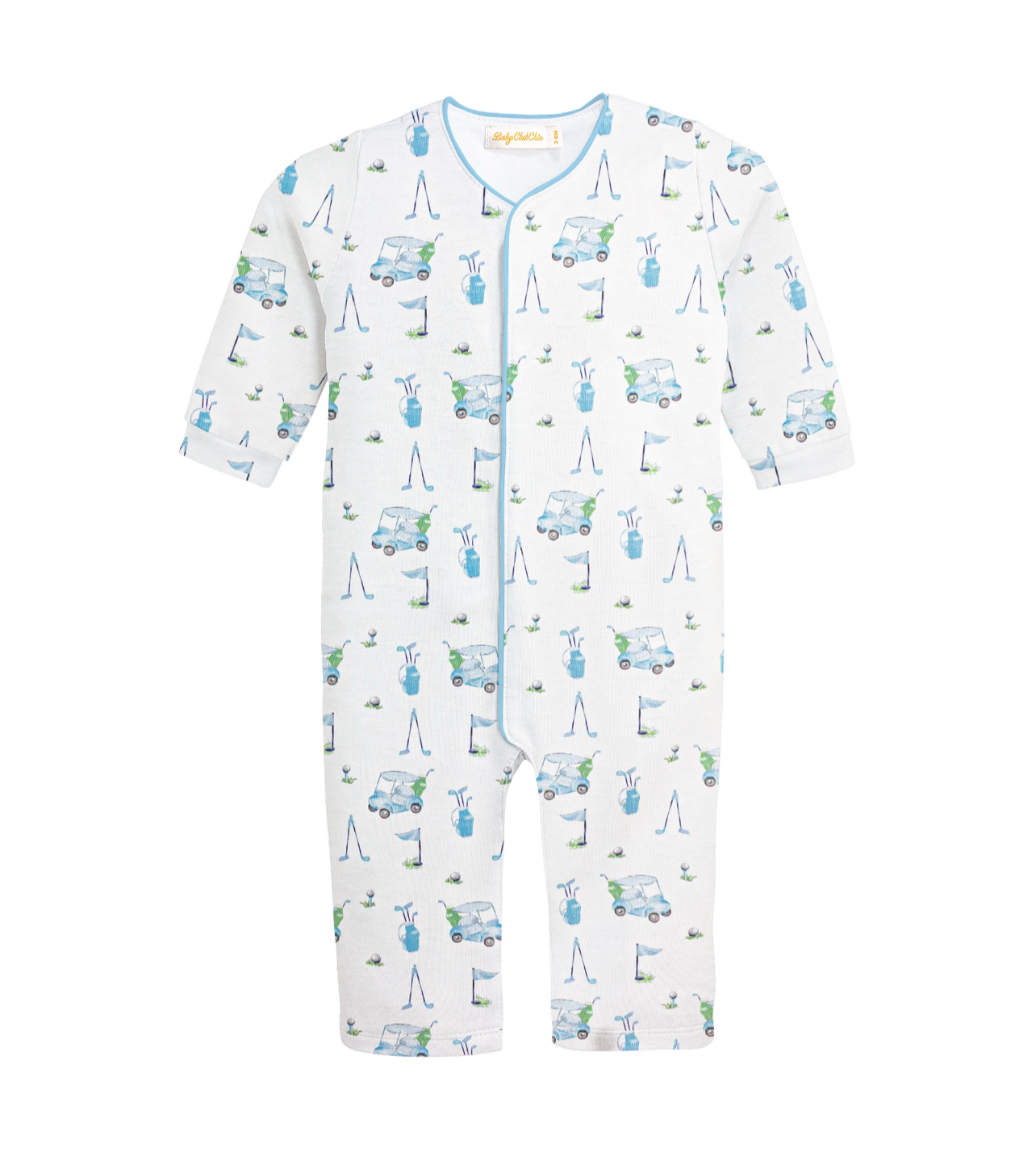 Light Blue Golf Printed Coverall w/Piping
