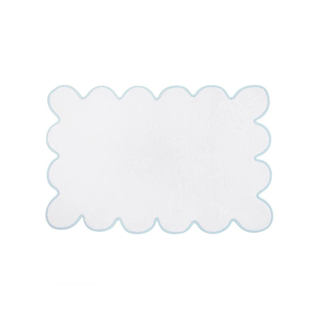 Kassatex x Chairish Scallop Blue Bath Mat