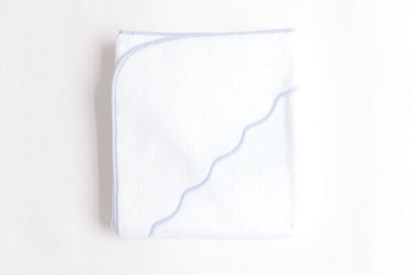 Hooded Towel - Blue Scallop Pinstripe