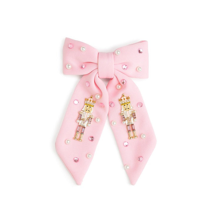 Nutcracker Christmas Gemstone Clip Bow