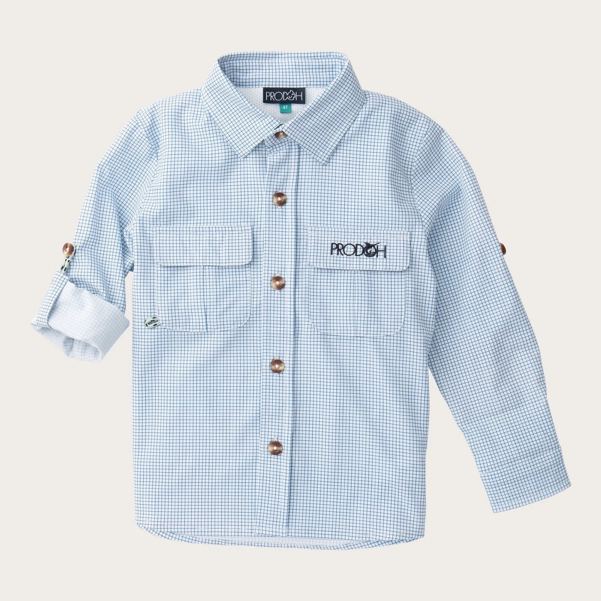 Founders Kids Long Sleeve Fishing Shirt - Navy Peony Surfside Plaid