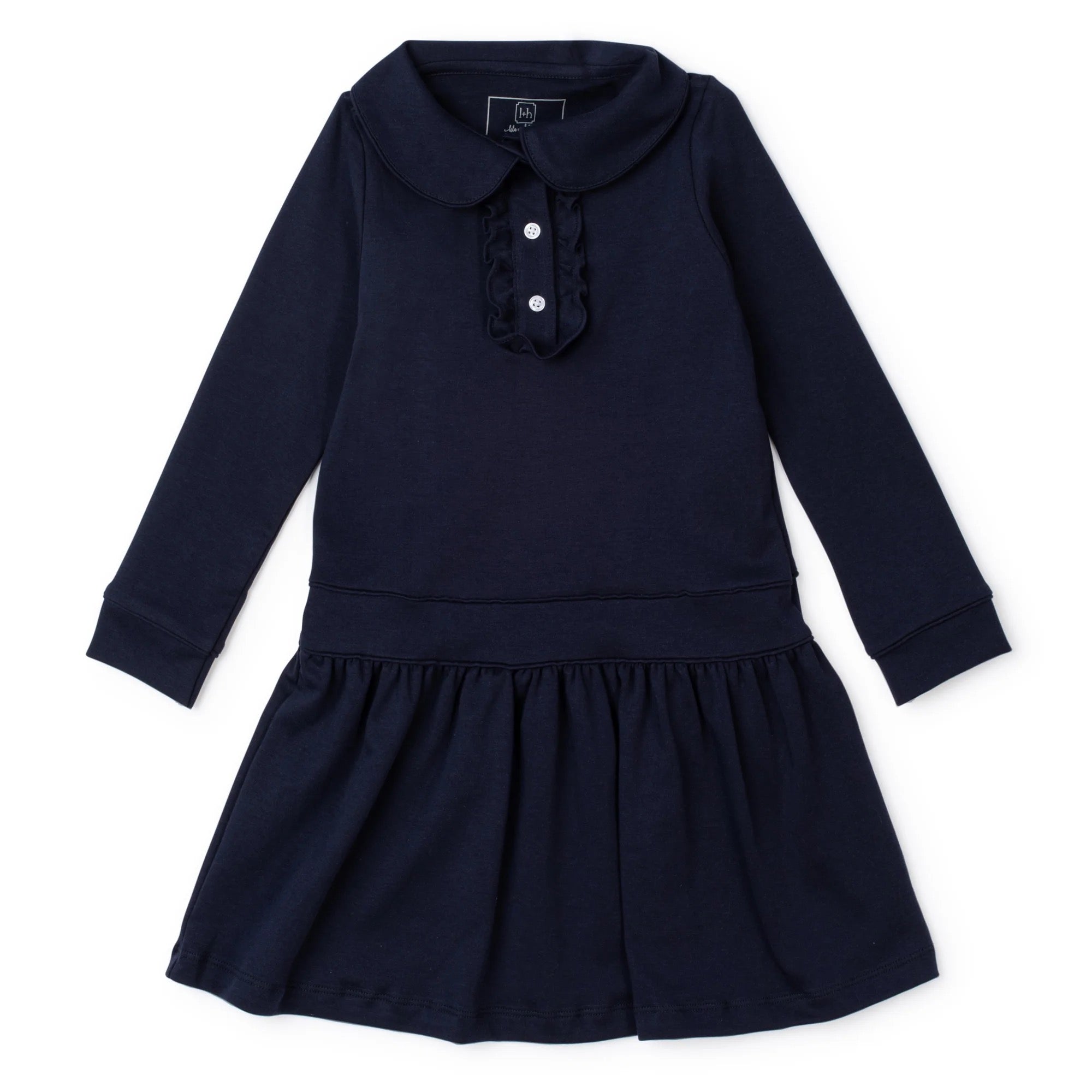 Hattie Girls Pima Cotton Navy Dress