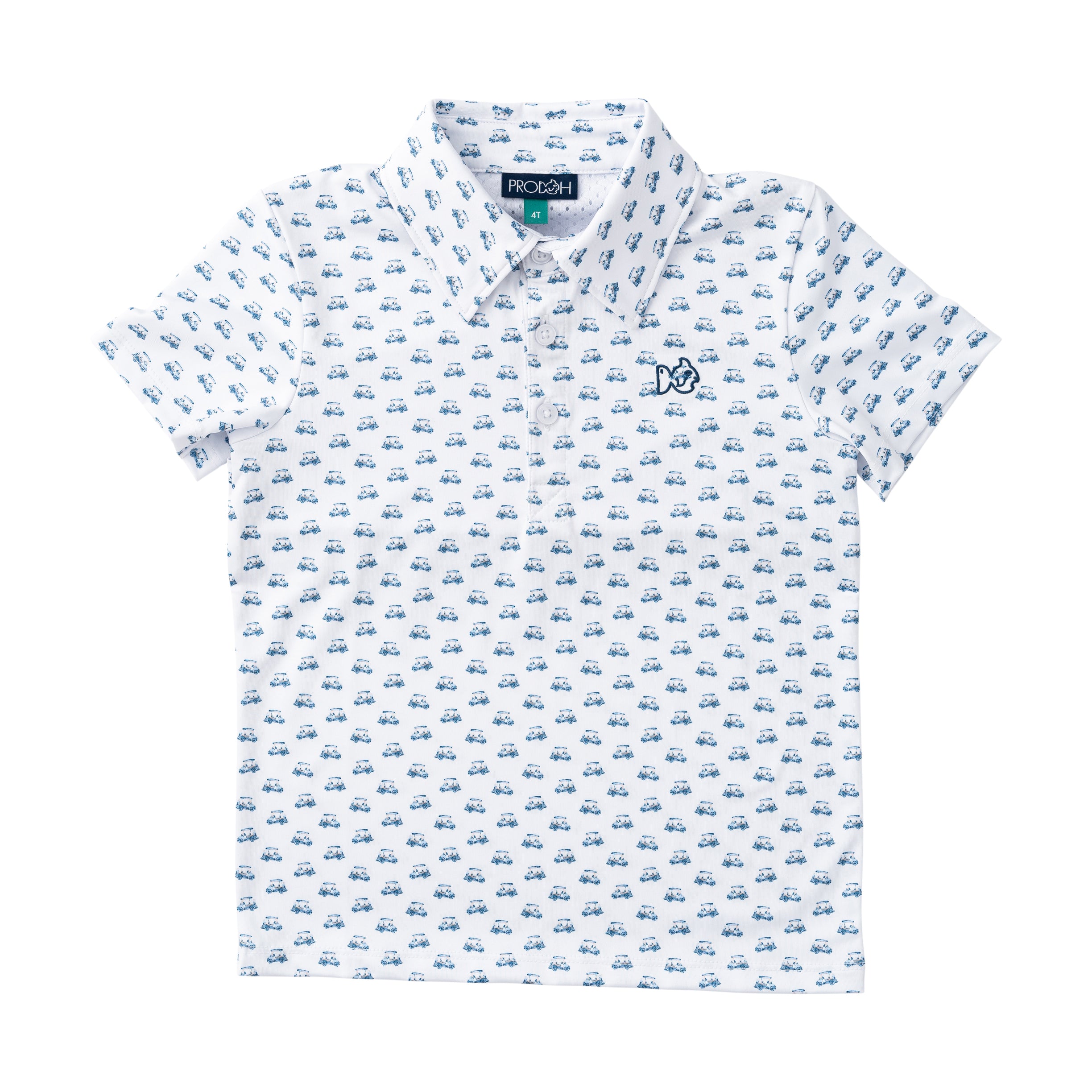 BOYS' SHORT SLEEVE PRO PERFORMANCE POLO - GOLF CART PRINT