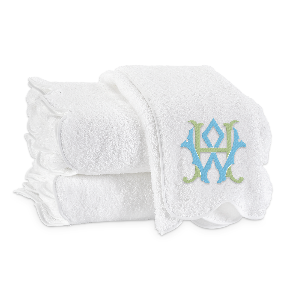 Matouk Scallop Hand Towel with Monogram
