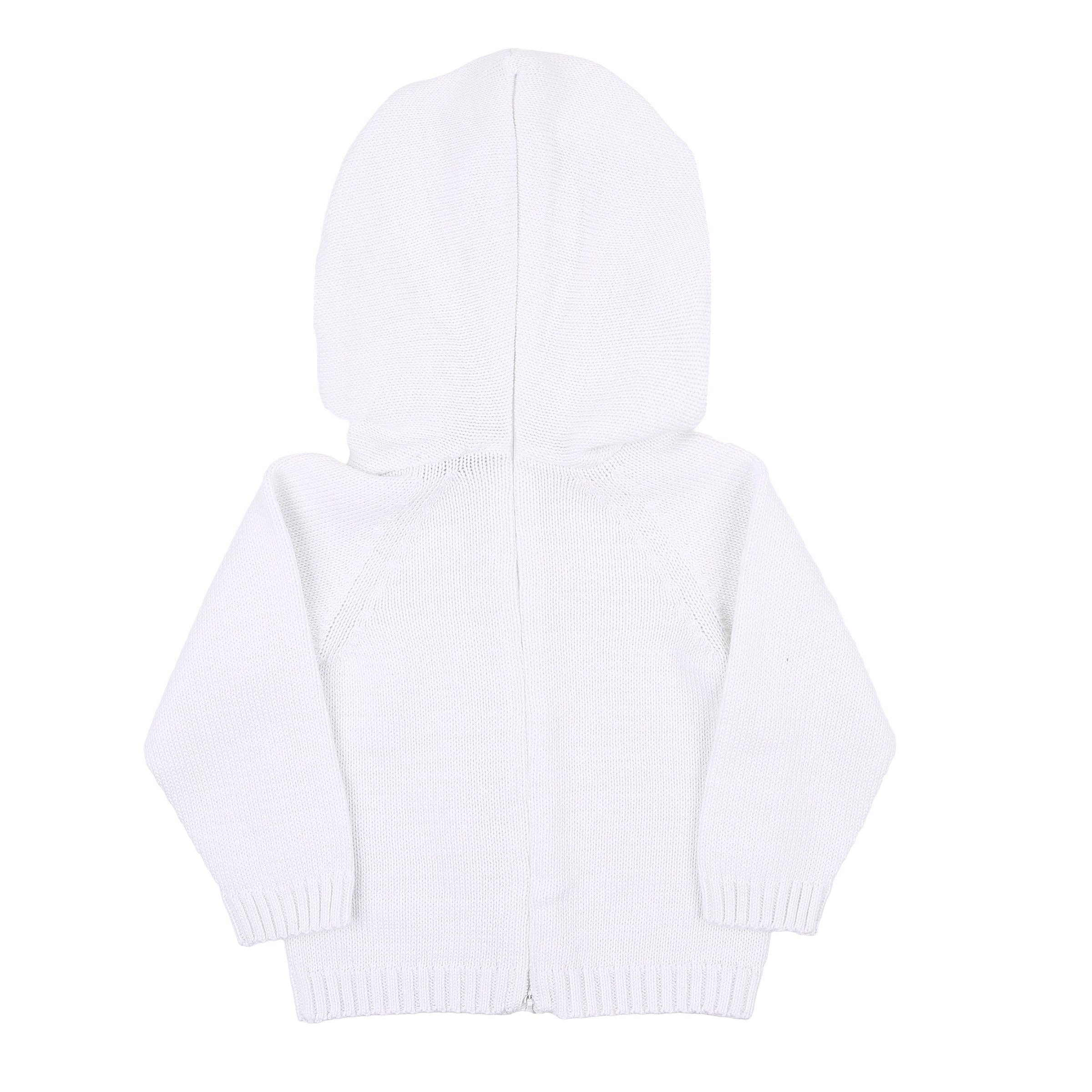 Essentials Knits White Hooded Zip Pullover