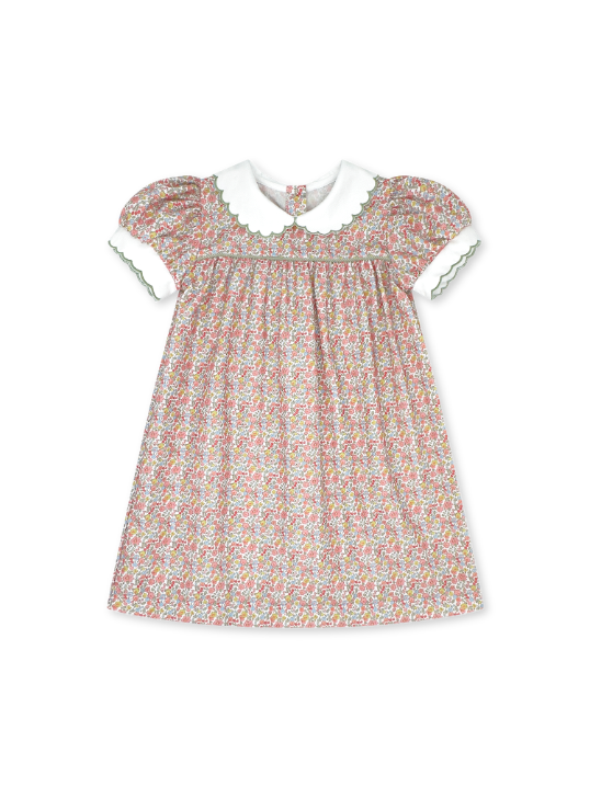 Autumn Garden Dress with Green Piping