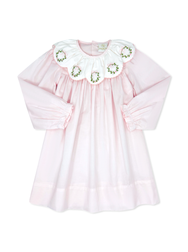 Chloe Dress - Blessings Pink with Wreath Embroidery
