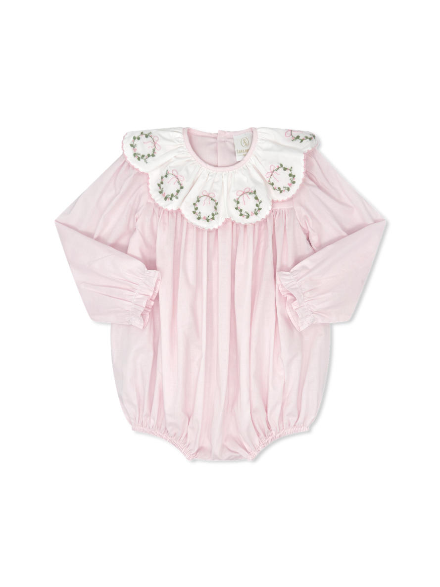 Chloe Bubble - Blessings Pink with Wreath Embroidery