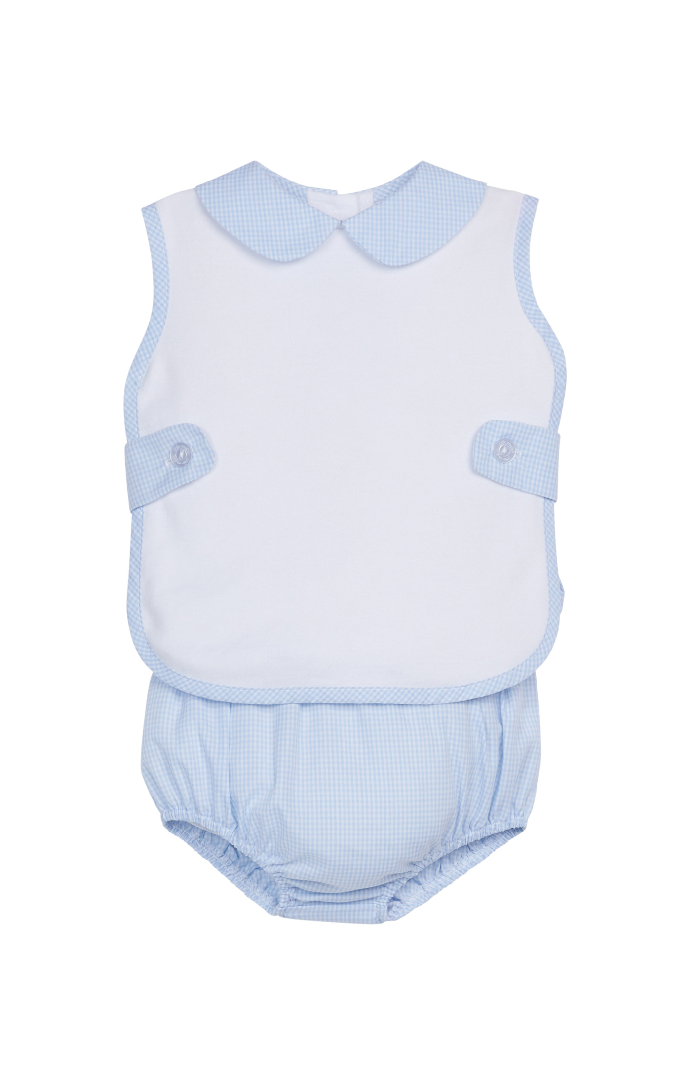 Button Tab Diaper Set - Light Blue Gingham
