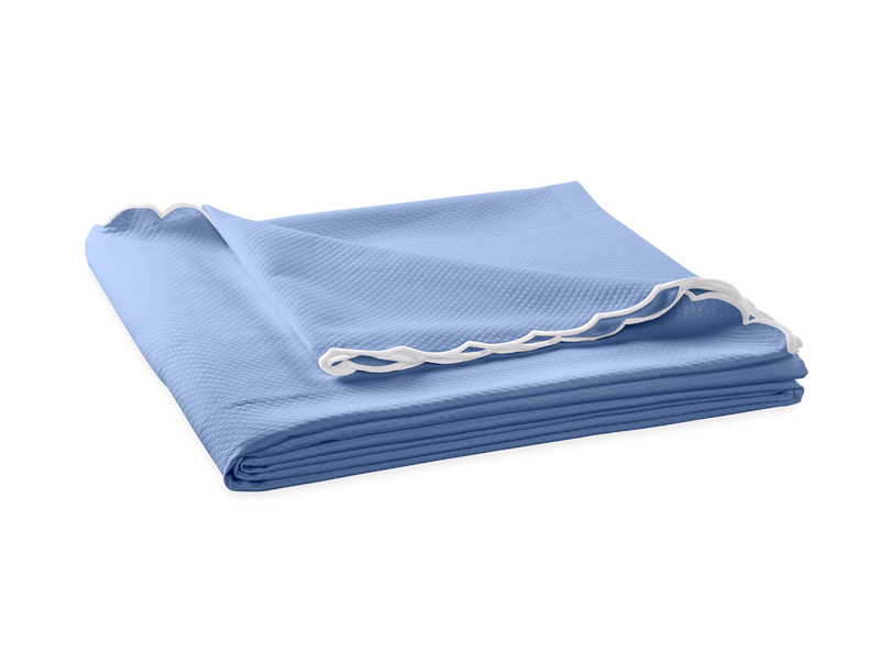 Diamond Pique Bedding - Azure Scallop
