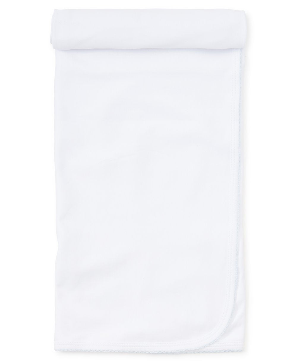 White with Light Blue Trim Blanket