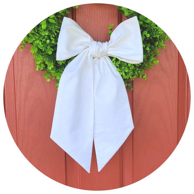 White Linen Wreath Sash