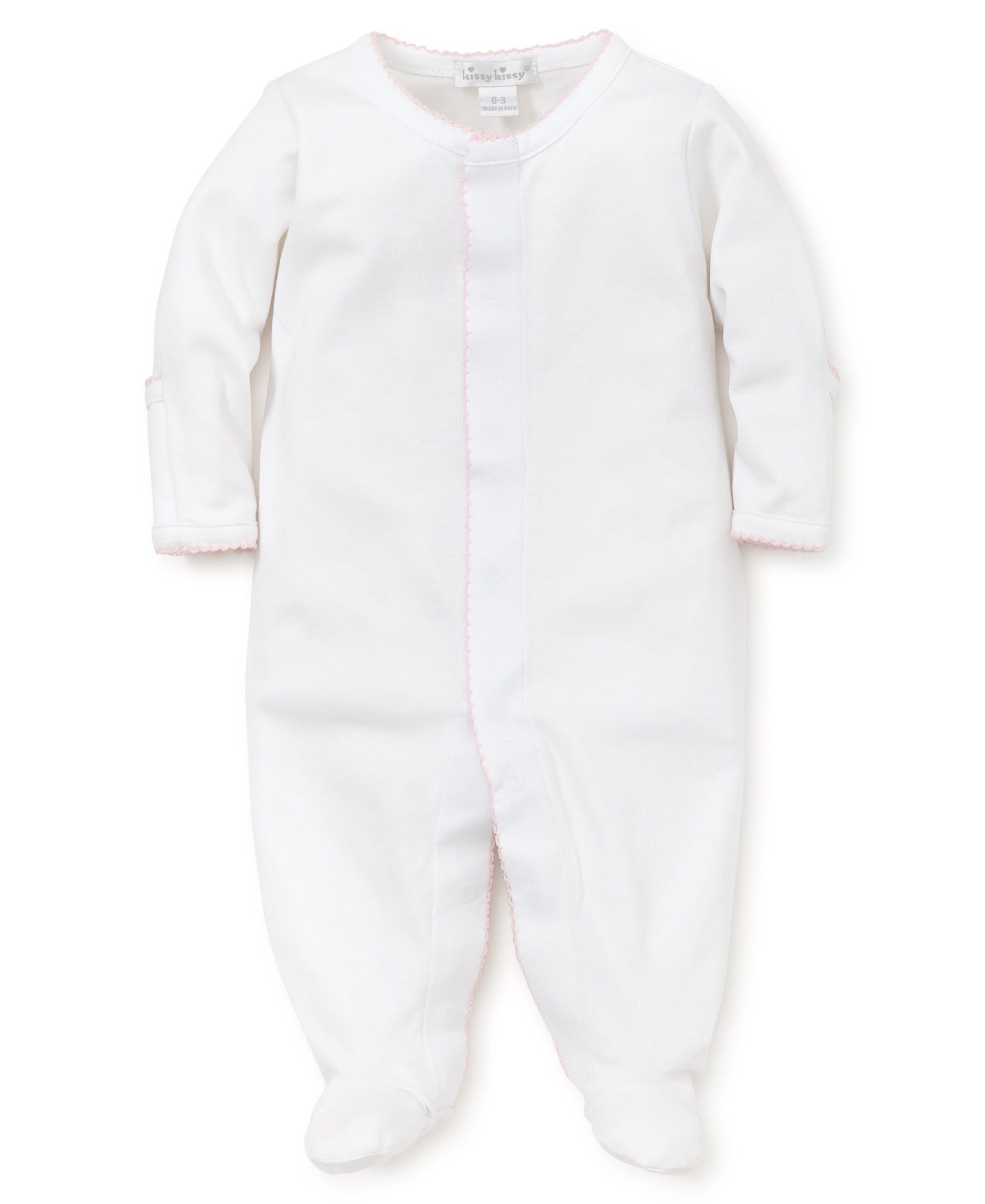 White with Pink Trim Footie