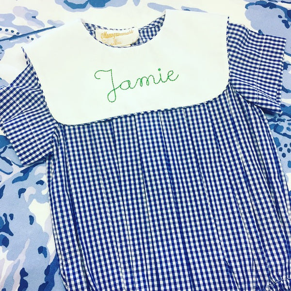 Navy Gingham Bubble with Collar