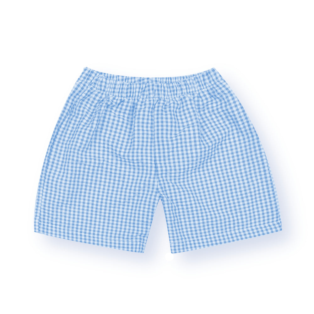 Boys Blue Seersucker Gingham Shorts