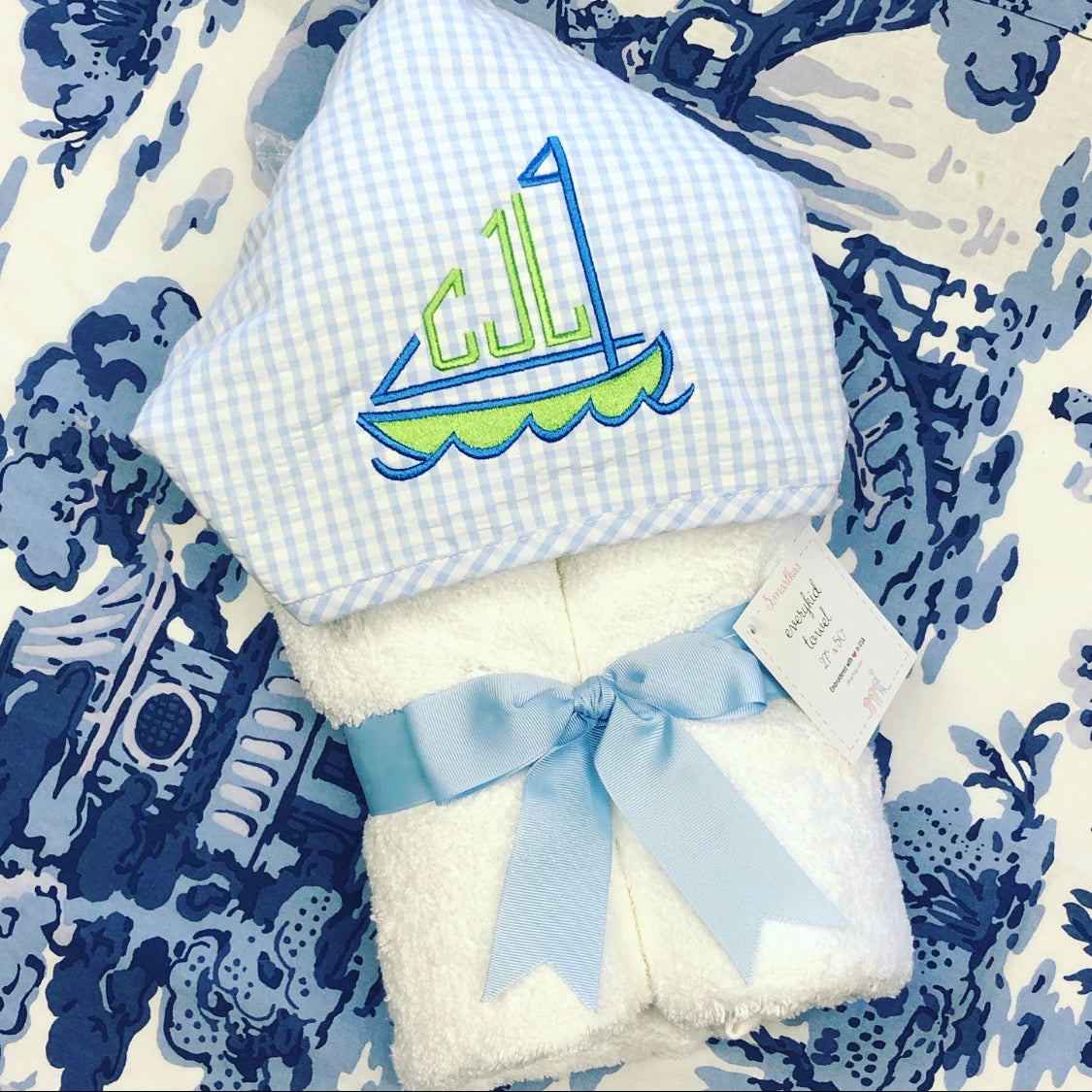 Everykid Towel - Big Blue Check Gingham