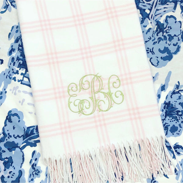 Pink Window Pane Check Flannel Baby Blanket