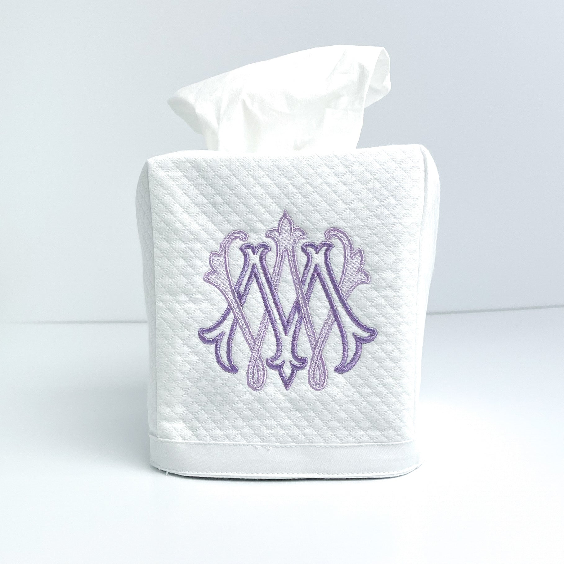 White Pique Tissue Box Cover