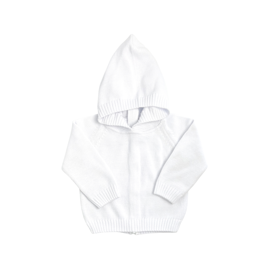 Zip Back Hoodie Sweater- White