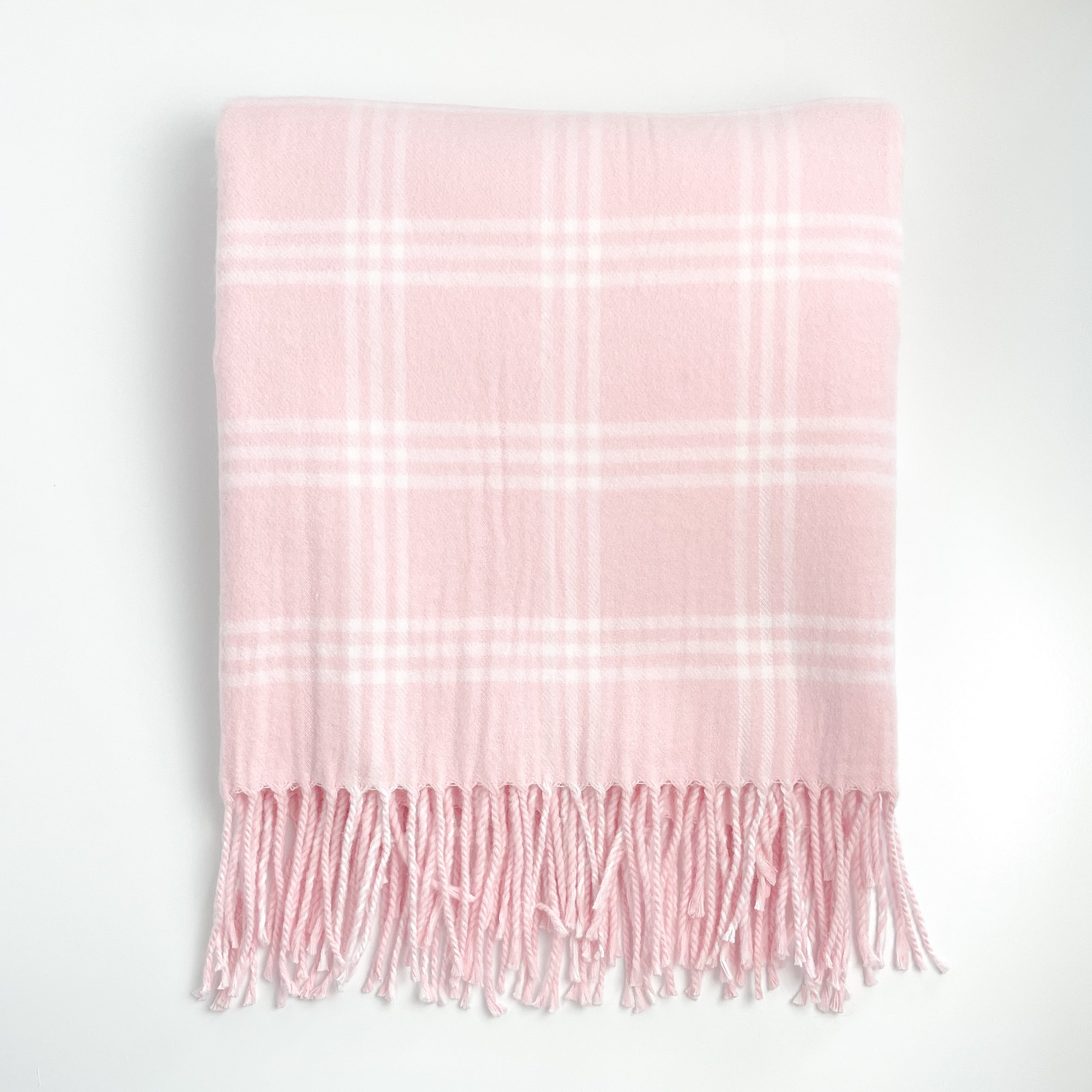 Pink with White Window Pane Check Flannel Baby Blanket