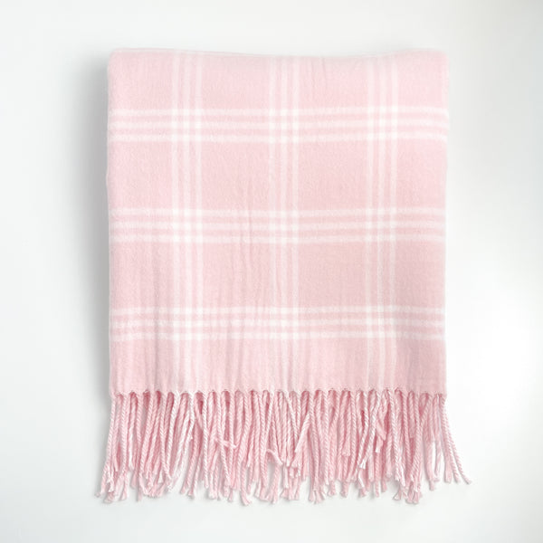 Pink with White Window Pane Check Flannel Baby Blanket