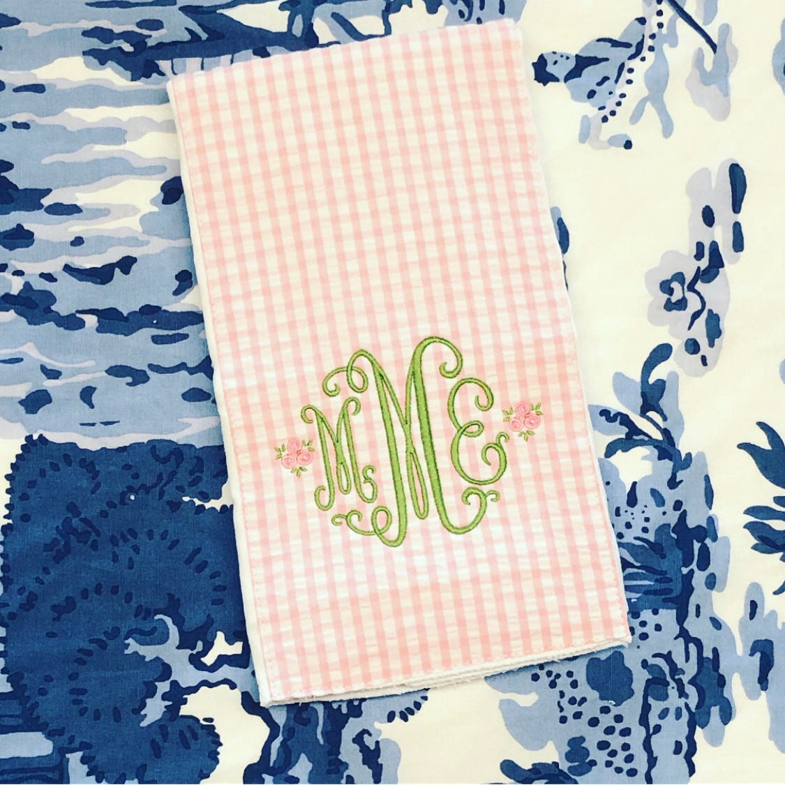 Pink Gingham Burp Pad