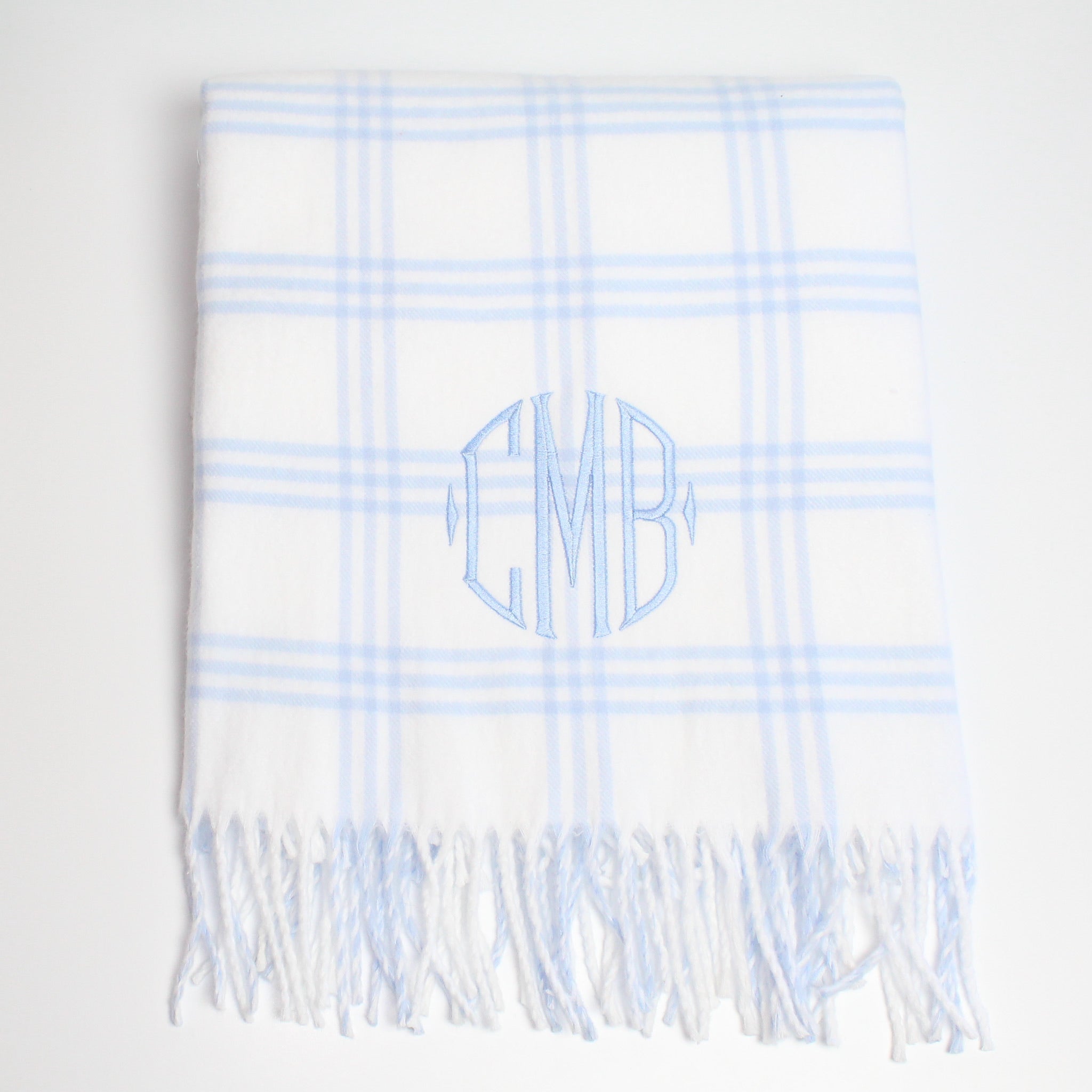Blue Window Pane Check Flannel Baby Blanket