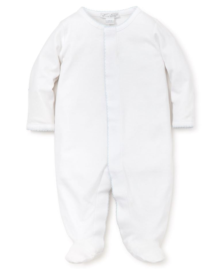 White with Light Blue Trim Footie