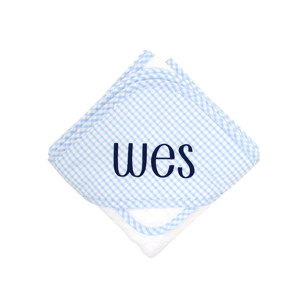 Hooded Towel Blue Check