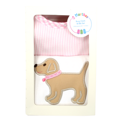 Pink Lab Puppy Bib & Burp Box Set