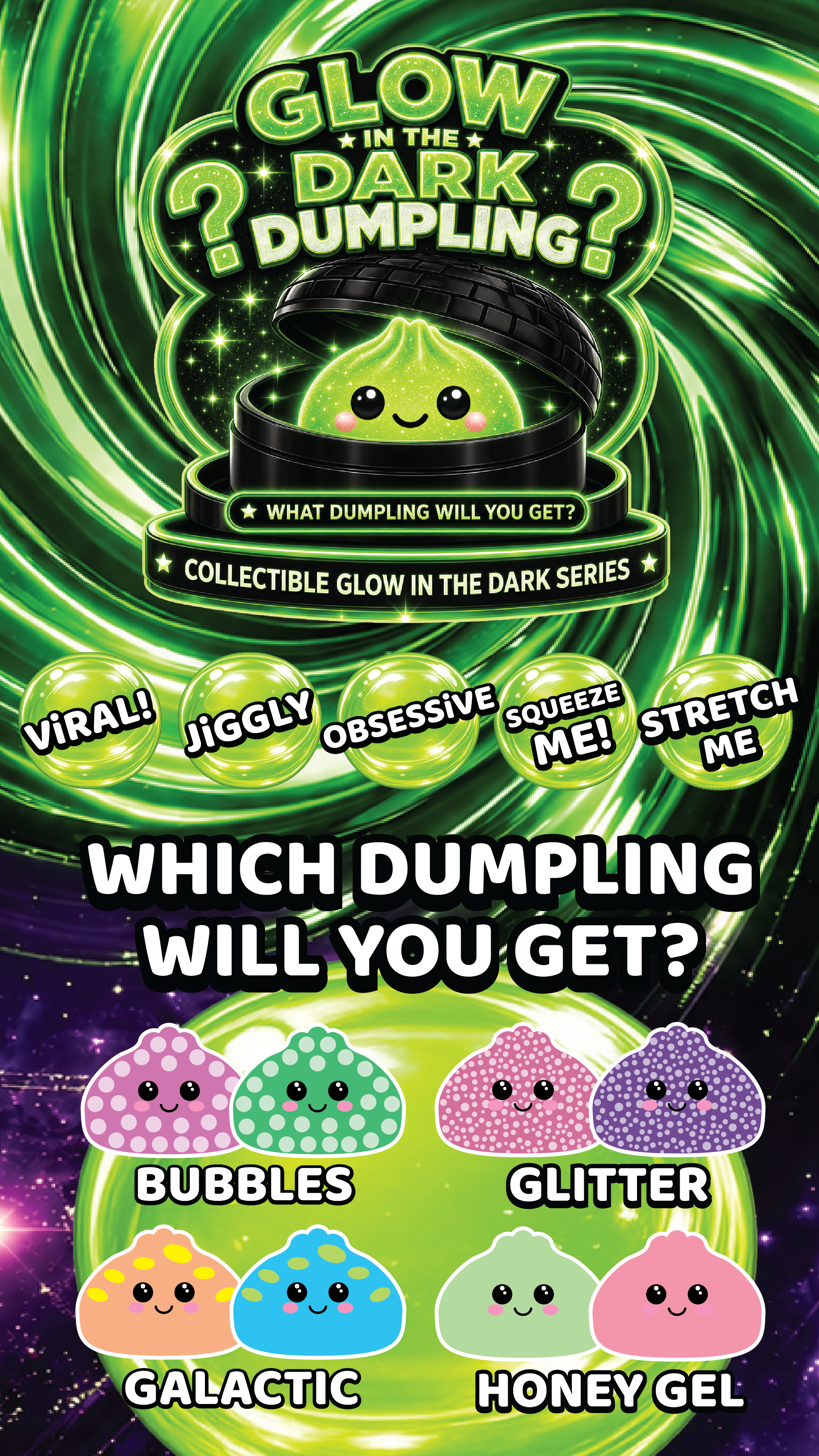 Fun Doh Glow In The Dark Mystery Dumpling Black Basket