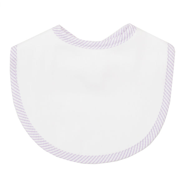 Gingham Trim Bib Lilac Stripe